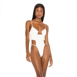 Michael Costello x Revolve Granger One Piece in White cut out swimsuit XS